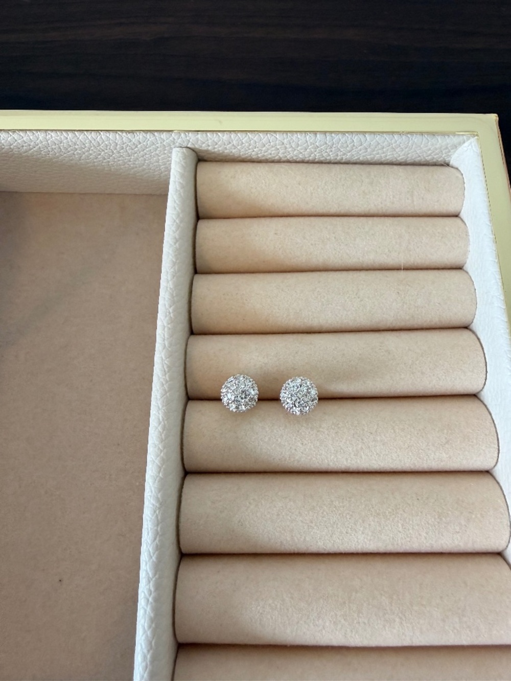 Swarovski Stud Pave Rhinestone Ball Earrings Silver Tone
